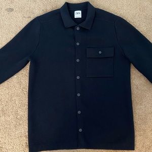 Zara Navy Blue Button Up Shirt Casual Cotton Jacket Men’s Medium.